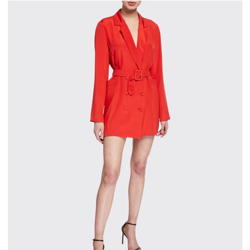 Fleur Du Mal Belted Blazer Dress Red Size 2 NWOT